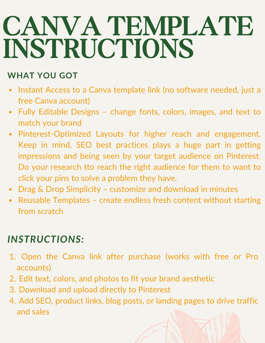 Editable Canva Pinterest pin templates for Pinterest marketing, bloggers, digital product sellers, and small business owners. Create professional, eye-catching pins to boost engagement, grow traffic, and drive sales. Fully customizable in Canva for branding, blog promotion, and online stores like Shopify or Stan Store.