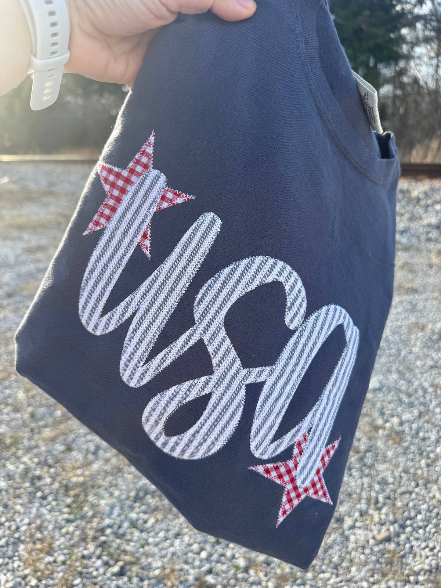 USA Striped Star Patch Tee