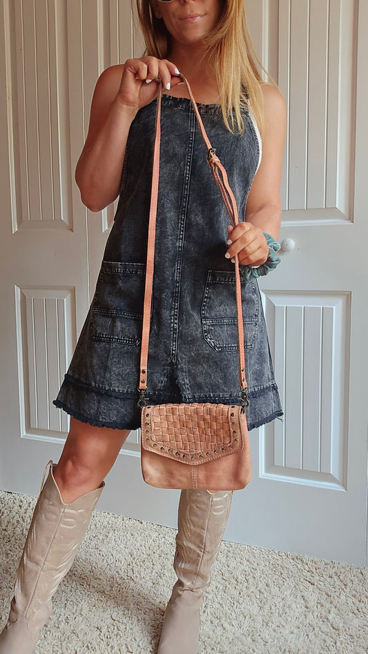 Studded Genuine Leather Crossbody