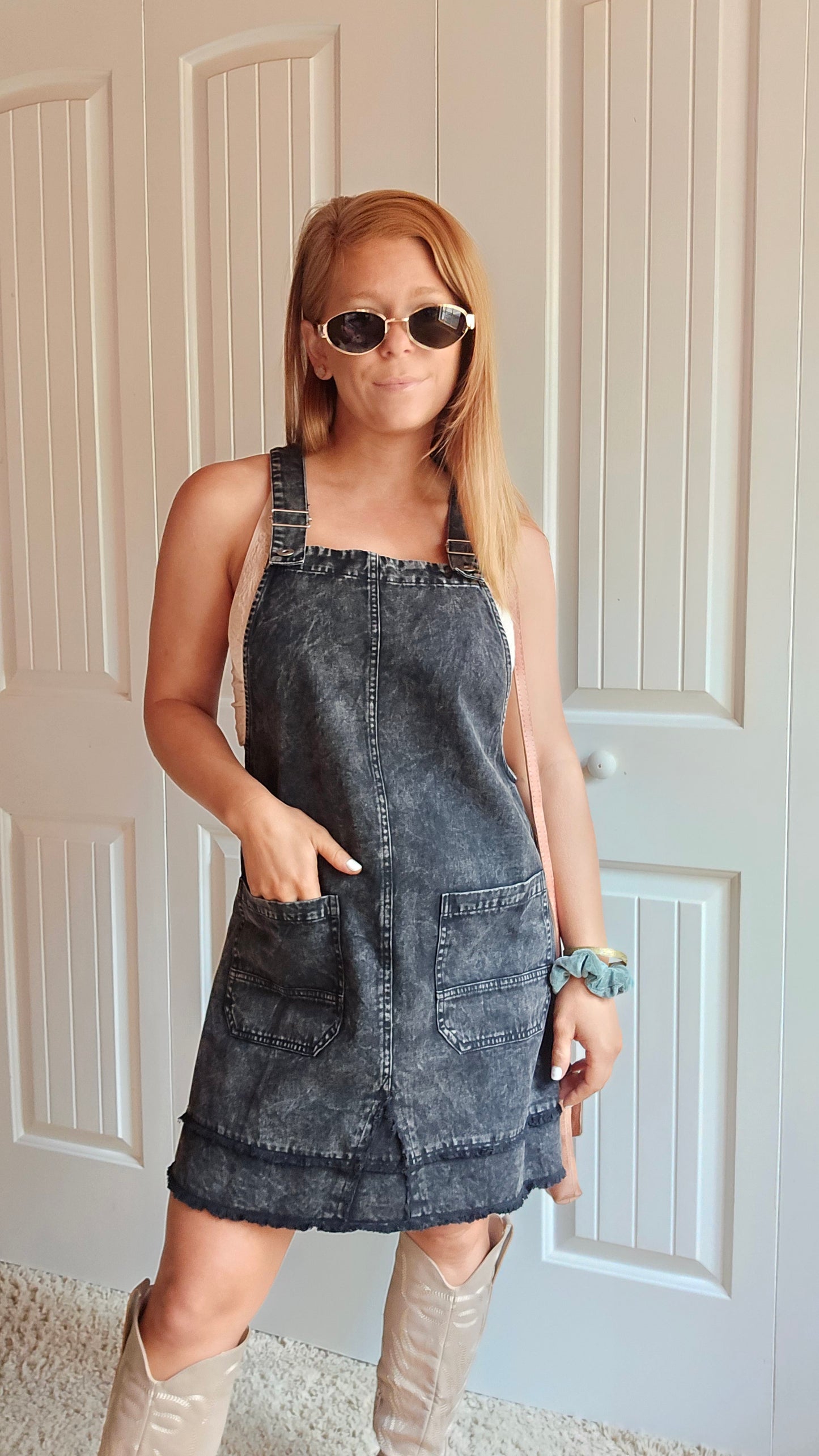 Blackberry Patch Overalls Mini Dress