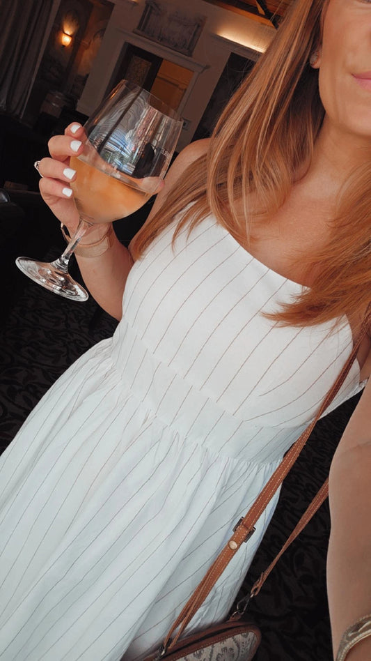 Stripe Square Neck Cami Dress with Pockets