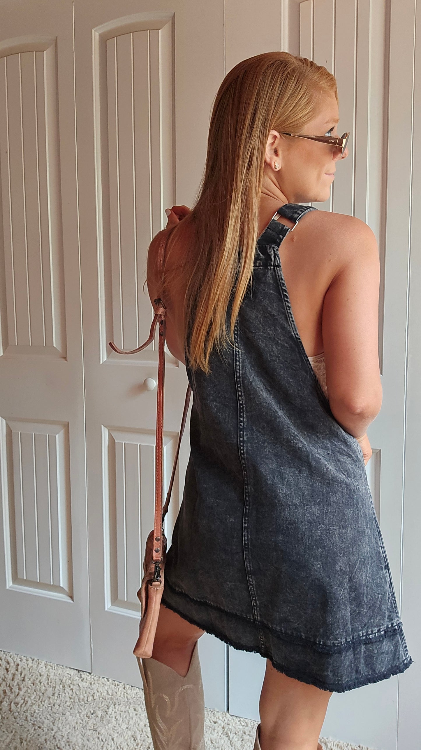 Blackberry Patch Overalls Mini Dress
