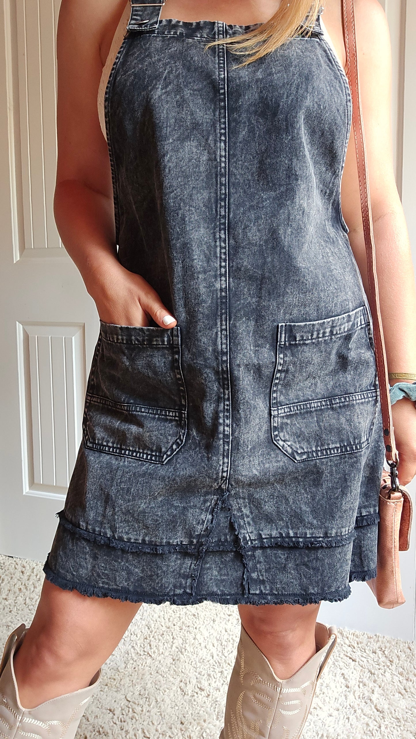 Blackberry Patch Overalls Mini Dress