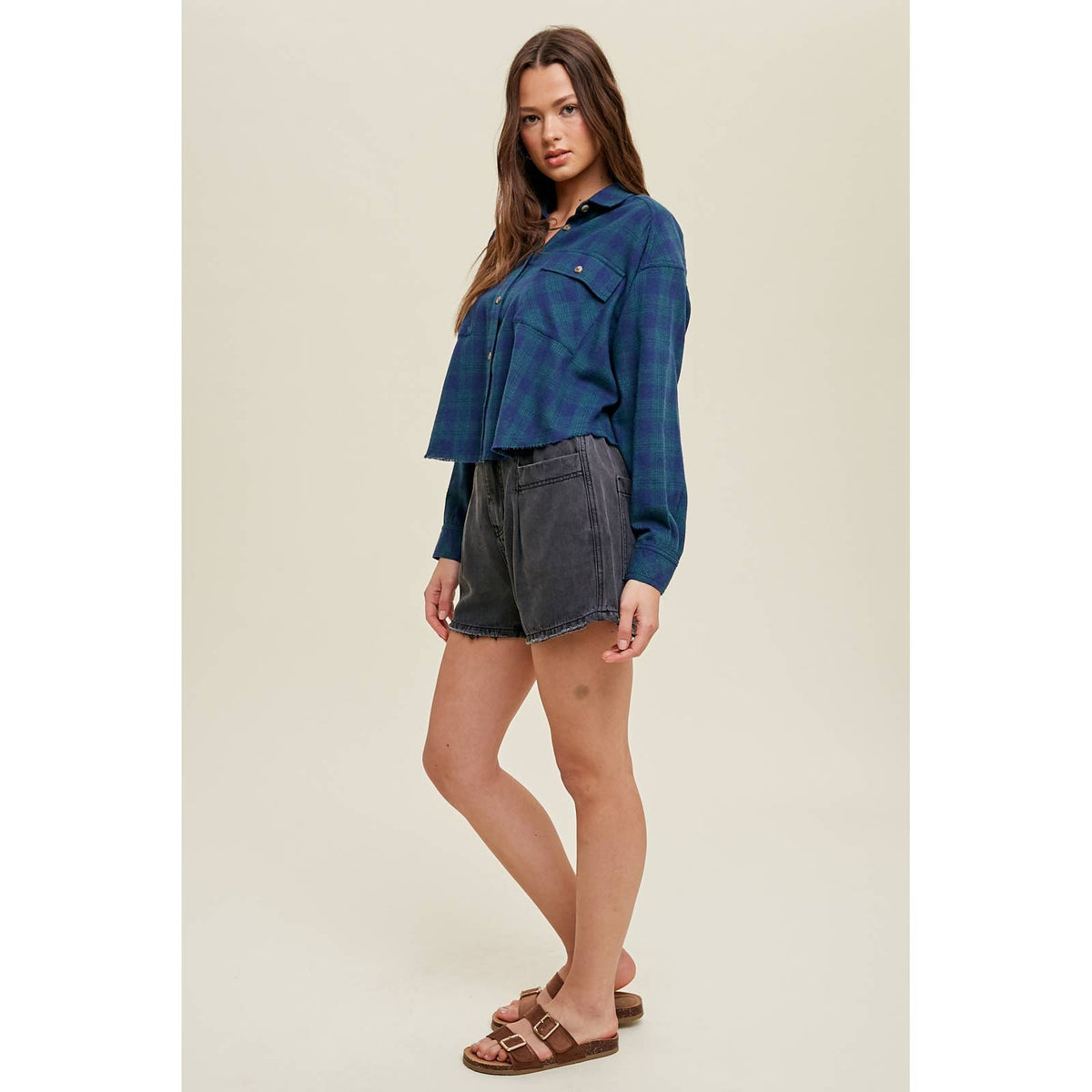 Casey Plaid Button Up Top