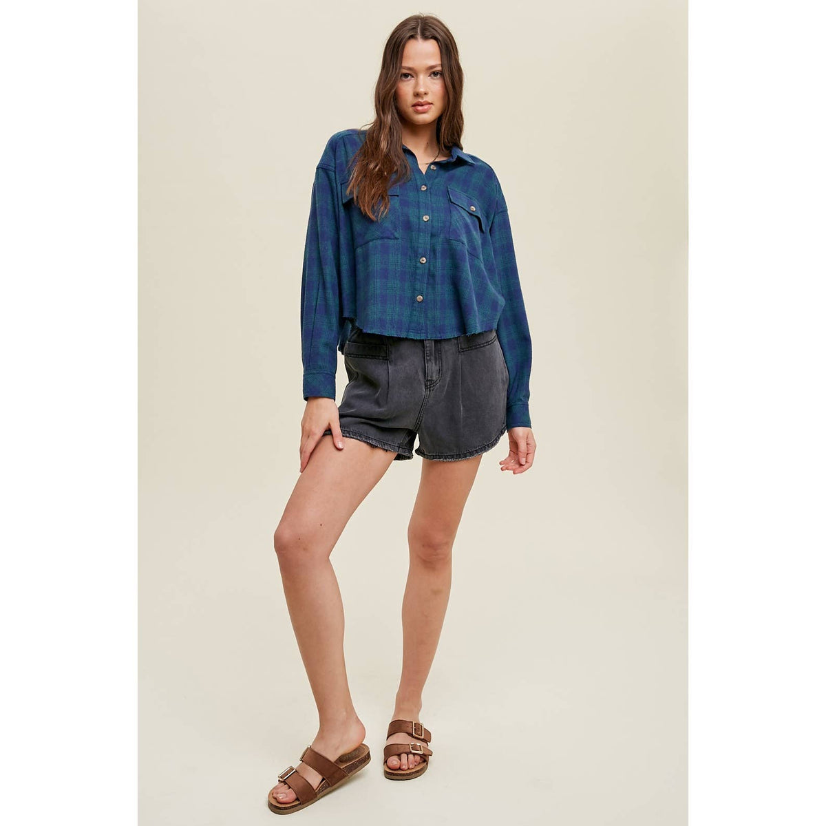 Casey Plaid Button Up Top