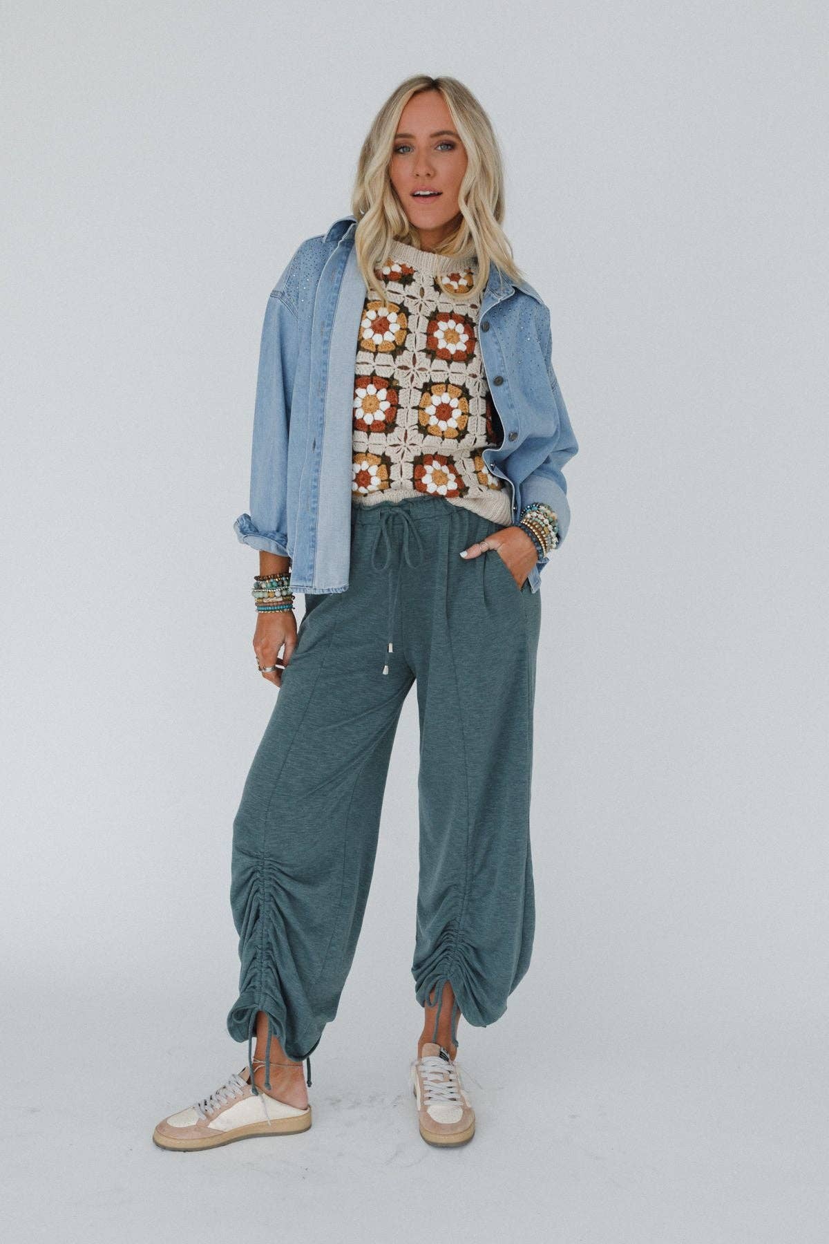 Solie Cinched Pants - Green Olive