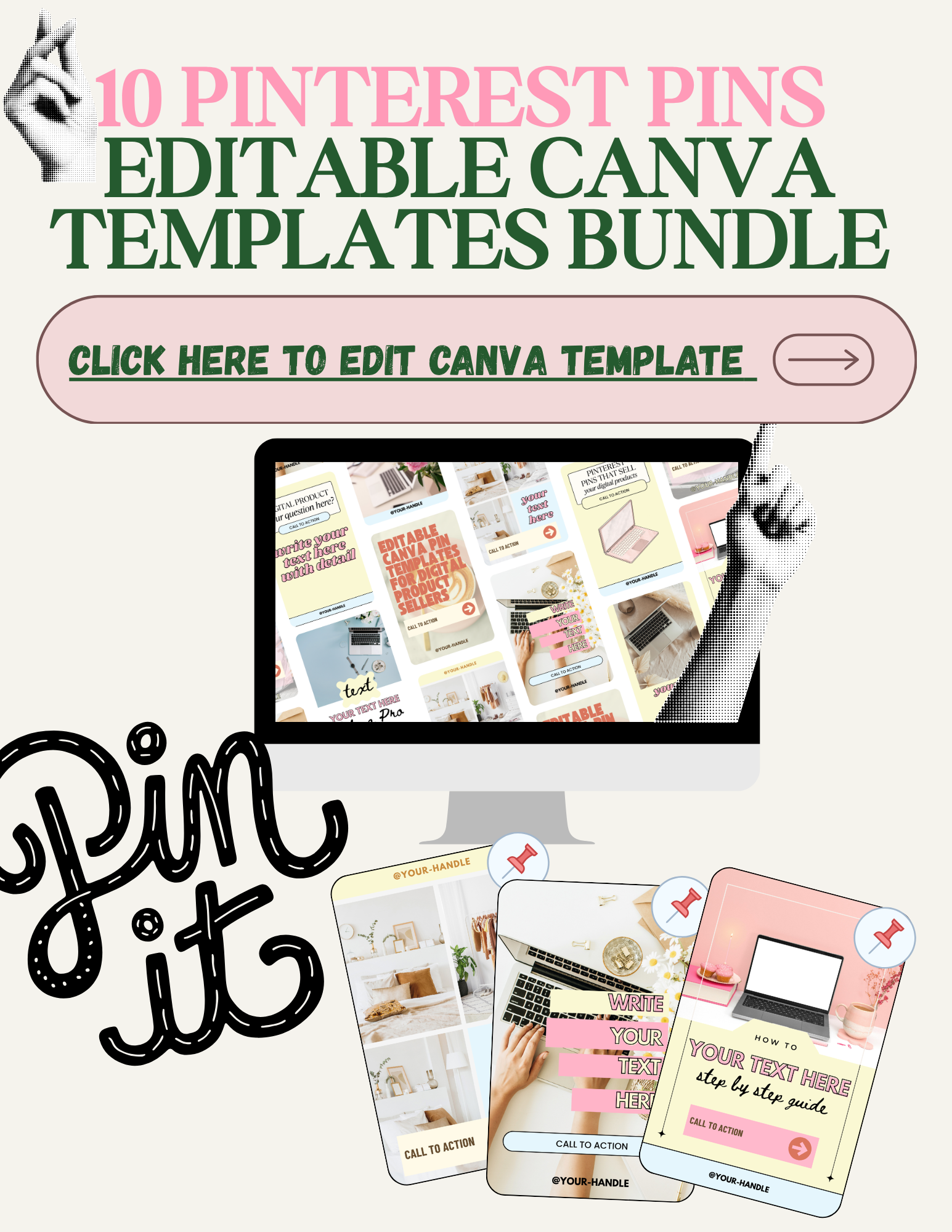 Editable Canva Pinterest pin templates for Pinterest marketing, bloggers, digital product sellers, and small business owners. Create professional, eye-catching pins to boost engagement, grow traffic, and drive sales. Fully customizable in Canva for branding, blog promotion, and online stores like Shopify or Stan Store.