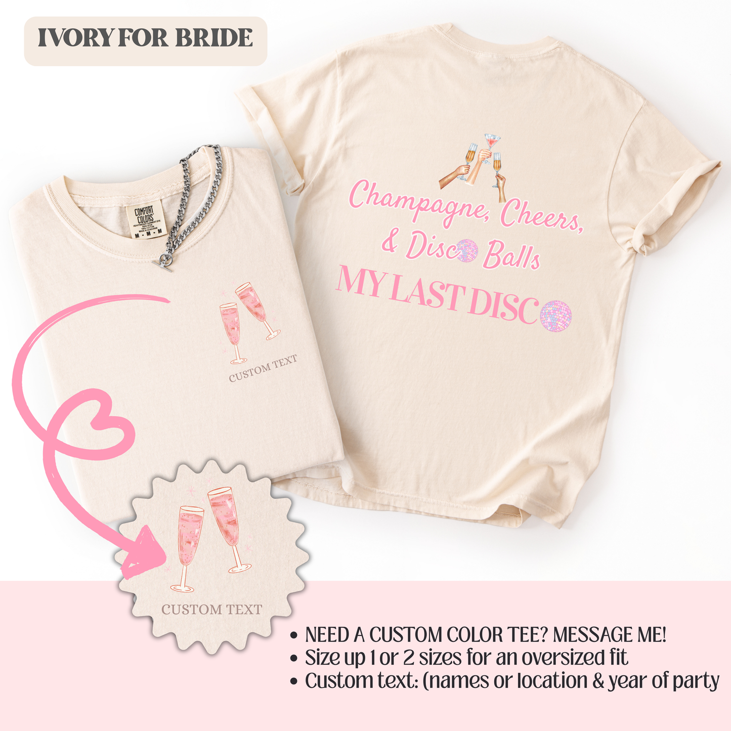 Champagne Cheers & Disco Balls Bride Shirt | My Last Disco