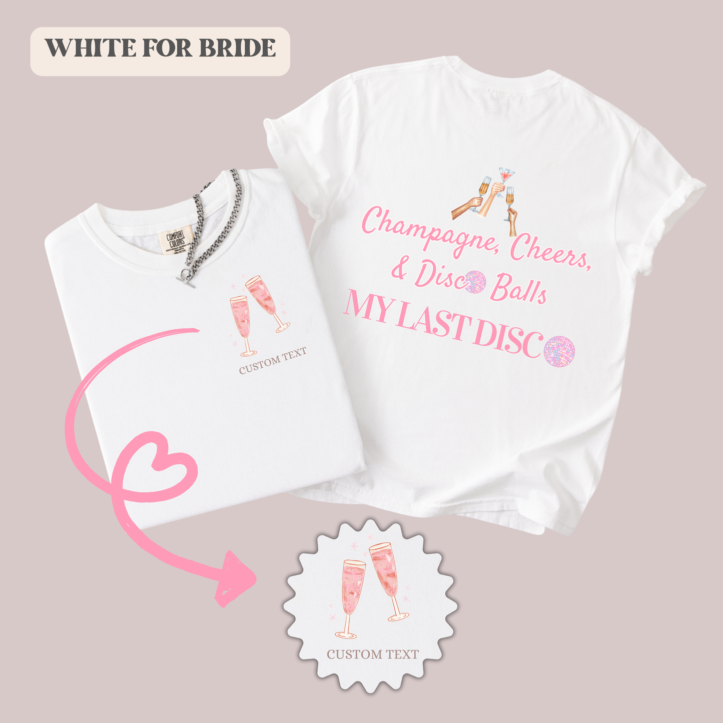 Champagne Cheers & Disco Balls Bride Shirt | My Last Disco