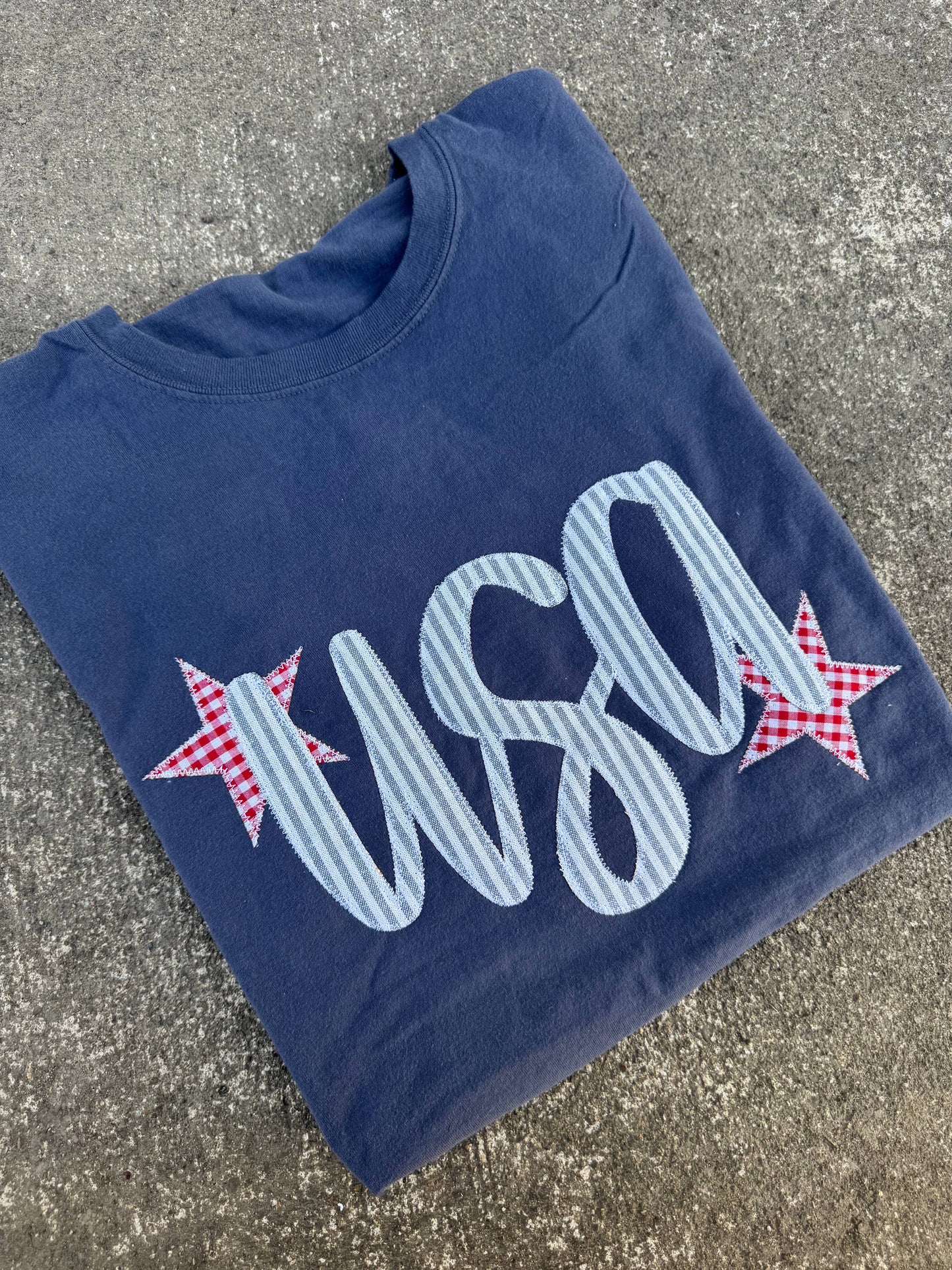 USA Striped Star Patch Tee
