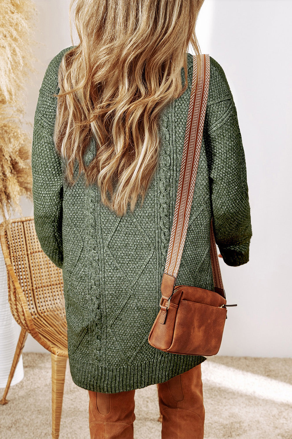 Cable Knit Drop Shoulder Loose Fit Sweater Dress [3 COLORS]