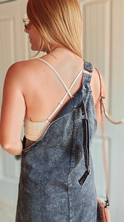 Blackberry Patch Overalls Mini Dress