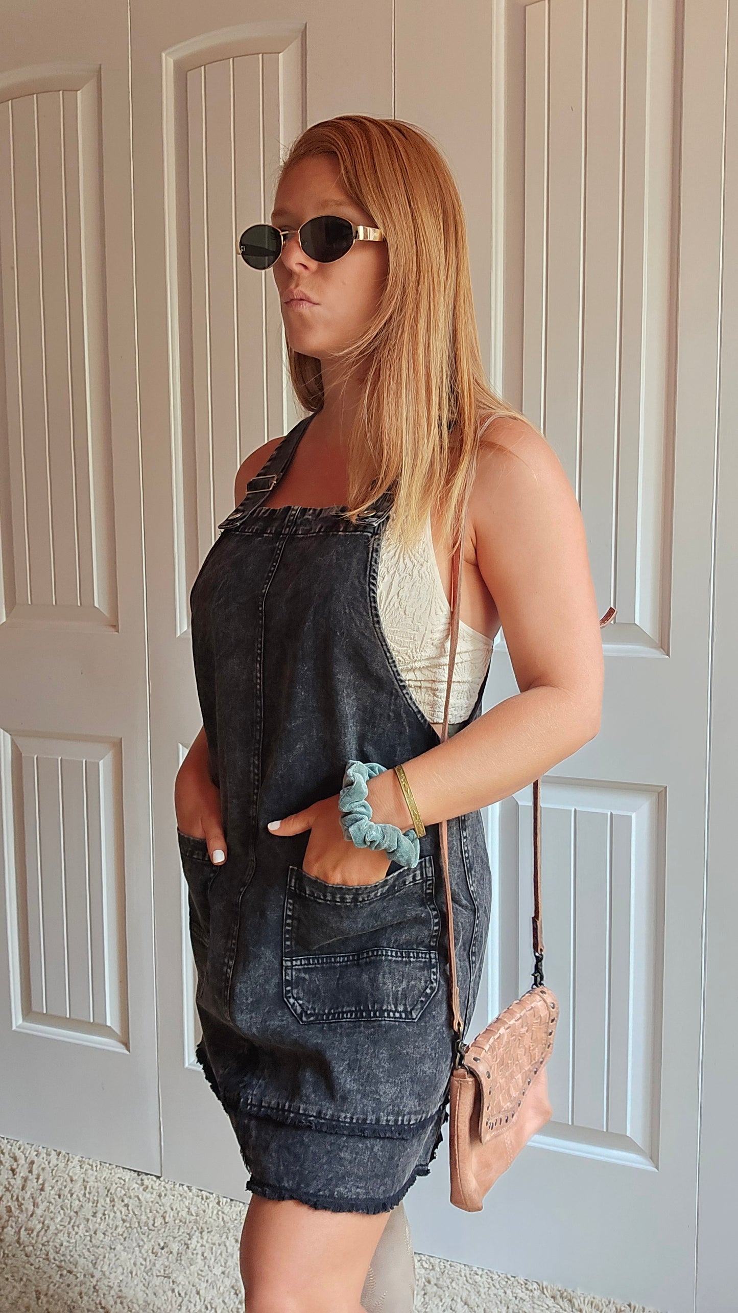 Blackberry Patch Overalls Mini Dress