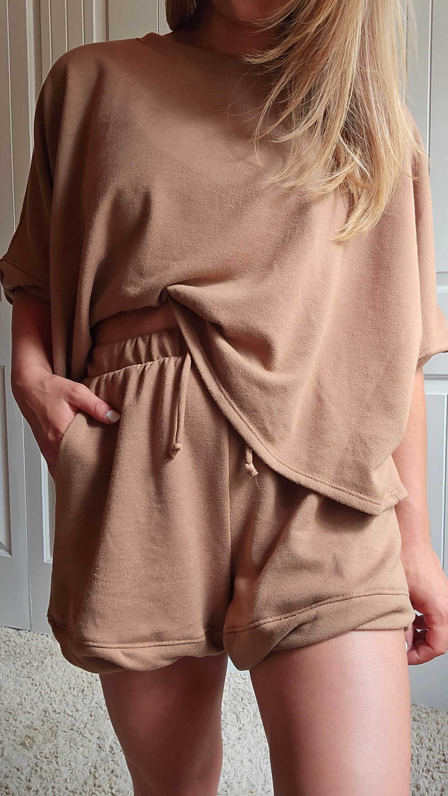 Mocha Bubble Top & Shorts SET