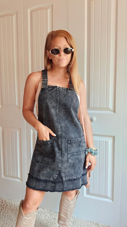 Blackberry Patch Overalls Mini Dress
