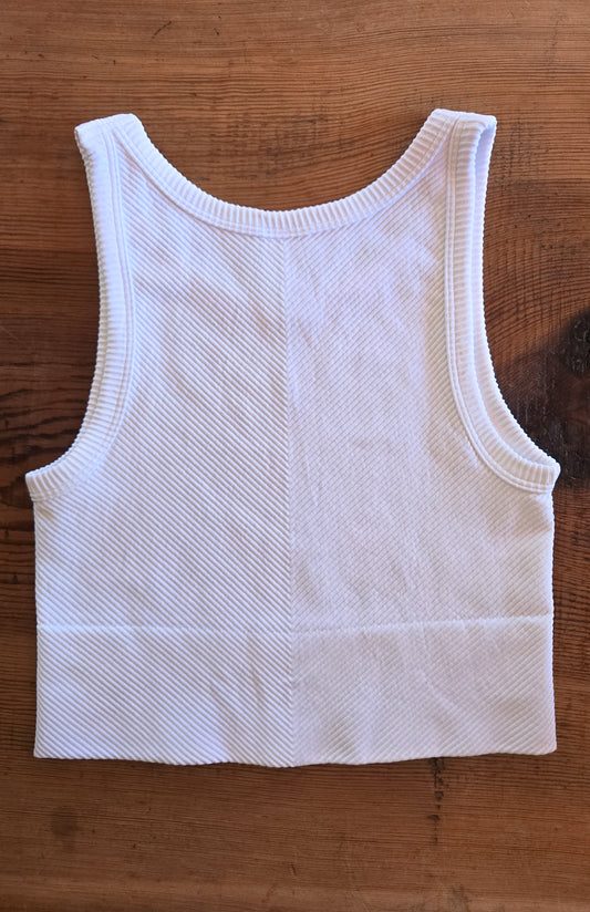 Kacie Chevron Highneck Crop Tank Top