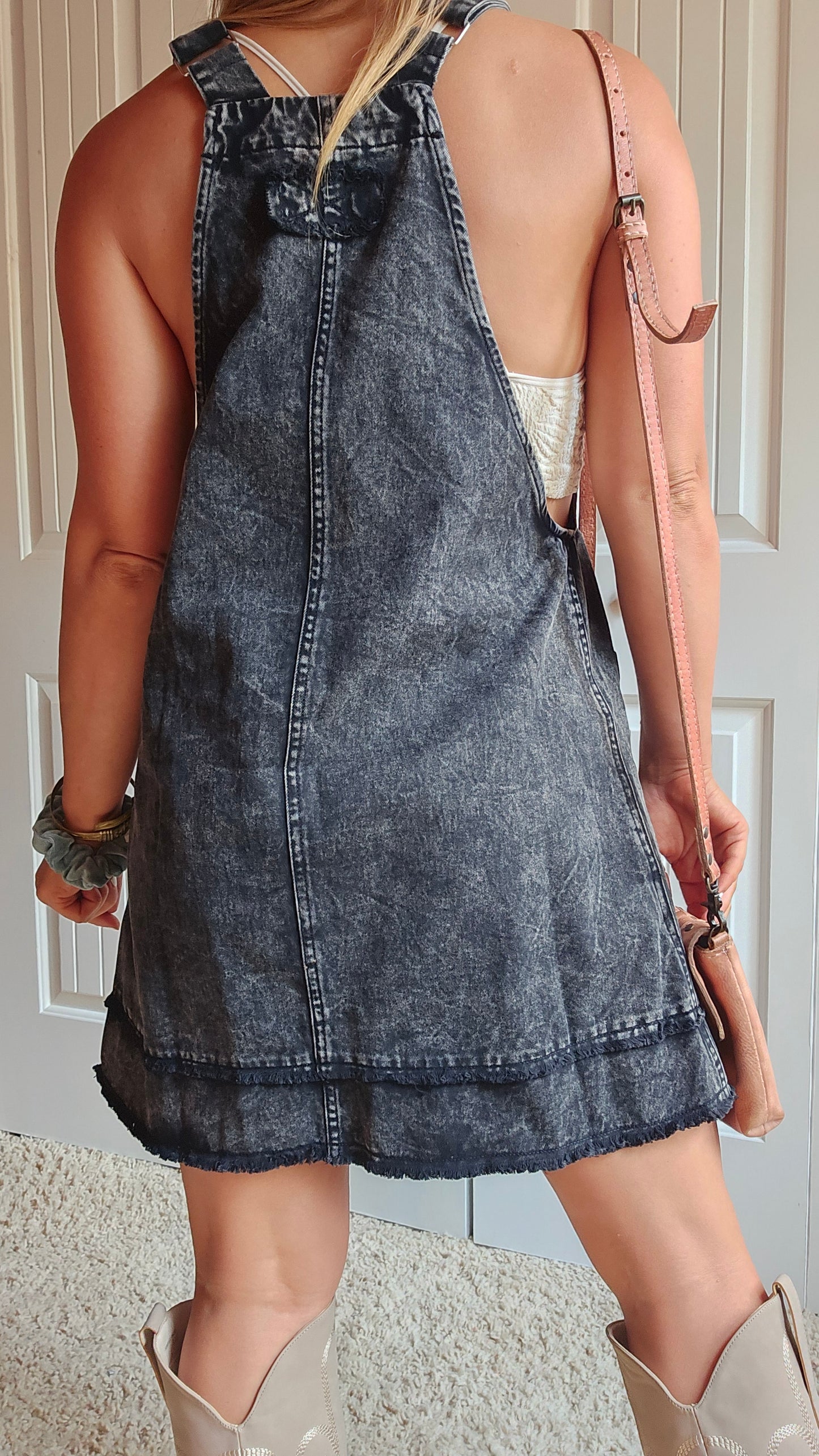 Blackberry Patch Overalls Mini Dress