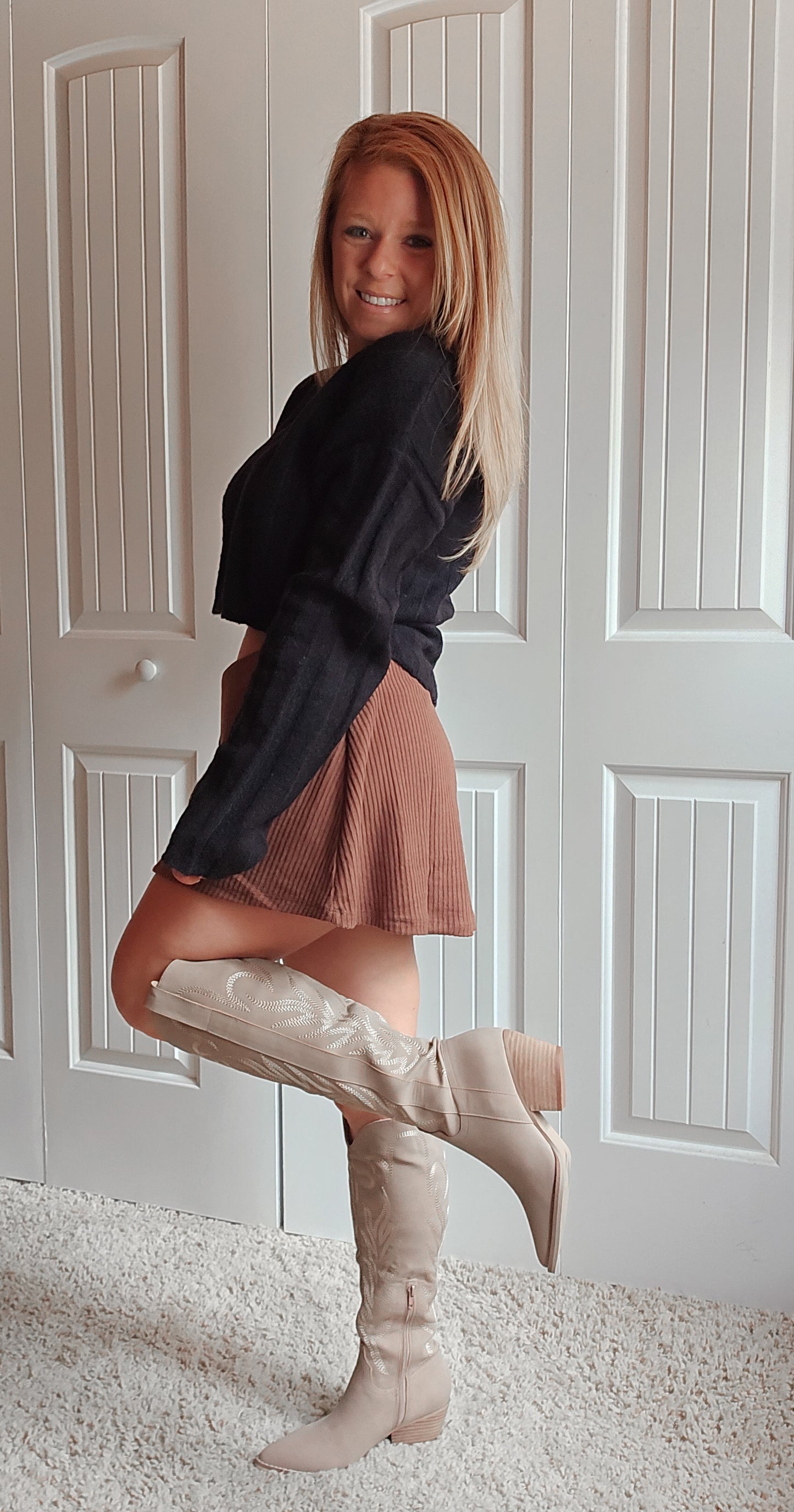 The Samara Cedar Wood | Embroidered Western Tall Boot