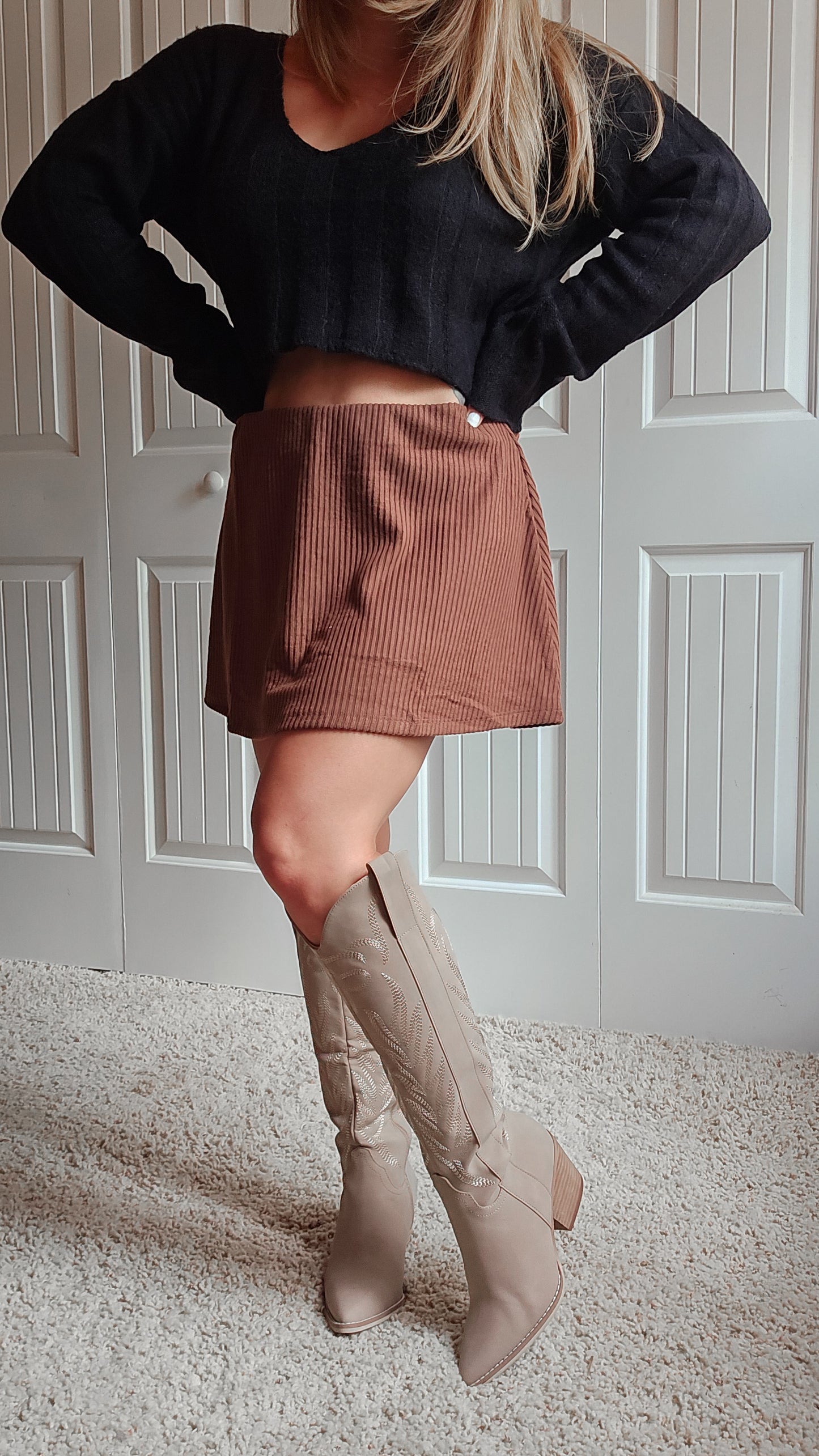 The Samara Cedar Wood | Embroidered Western Tall Boot