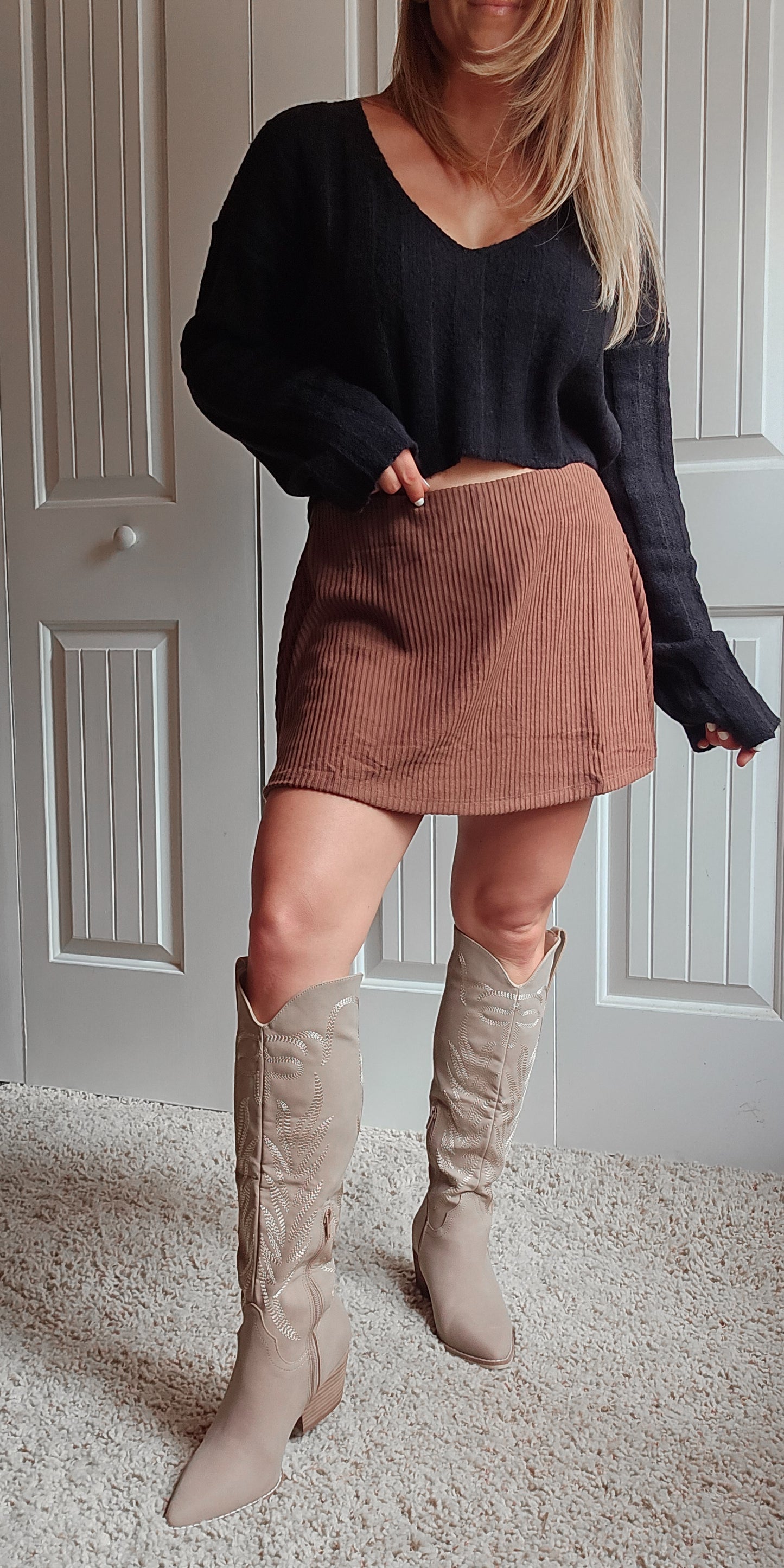 The Samara Cedar Wood | Embroidered Western Tall Boot