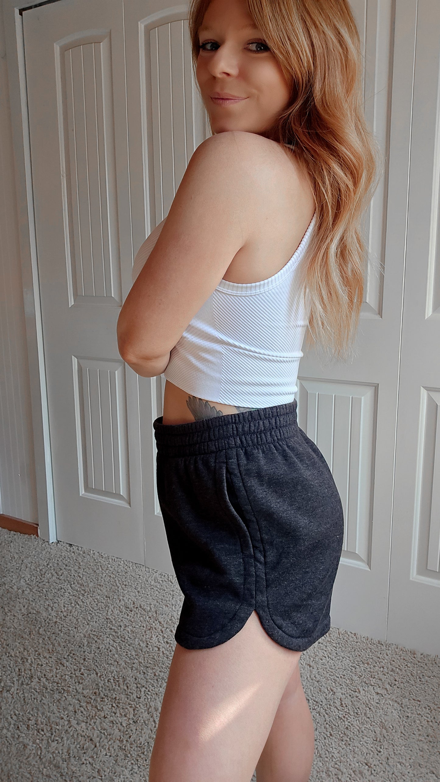 Kacie Chevron Highneck Crop Tank Top