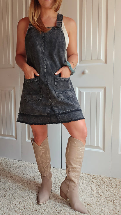 Blackberry Patch Overalls Mini Dress