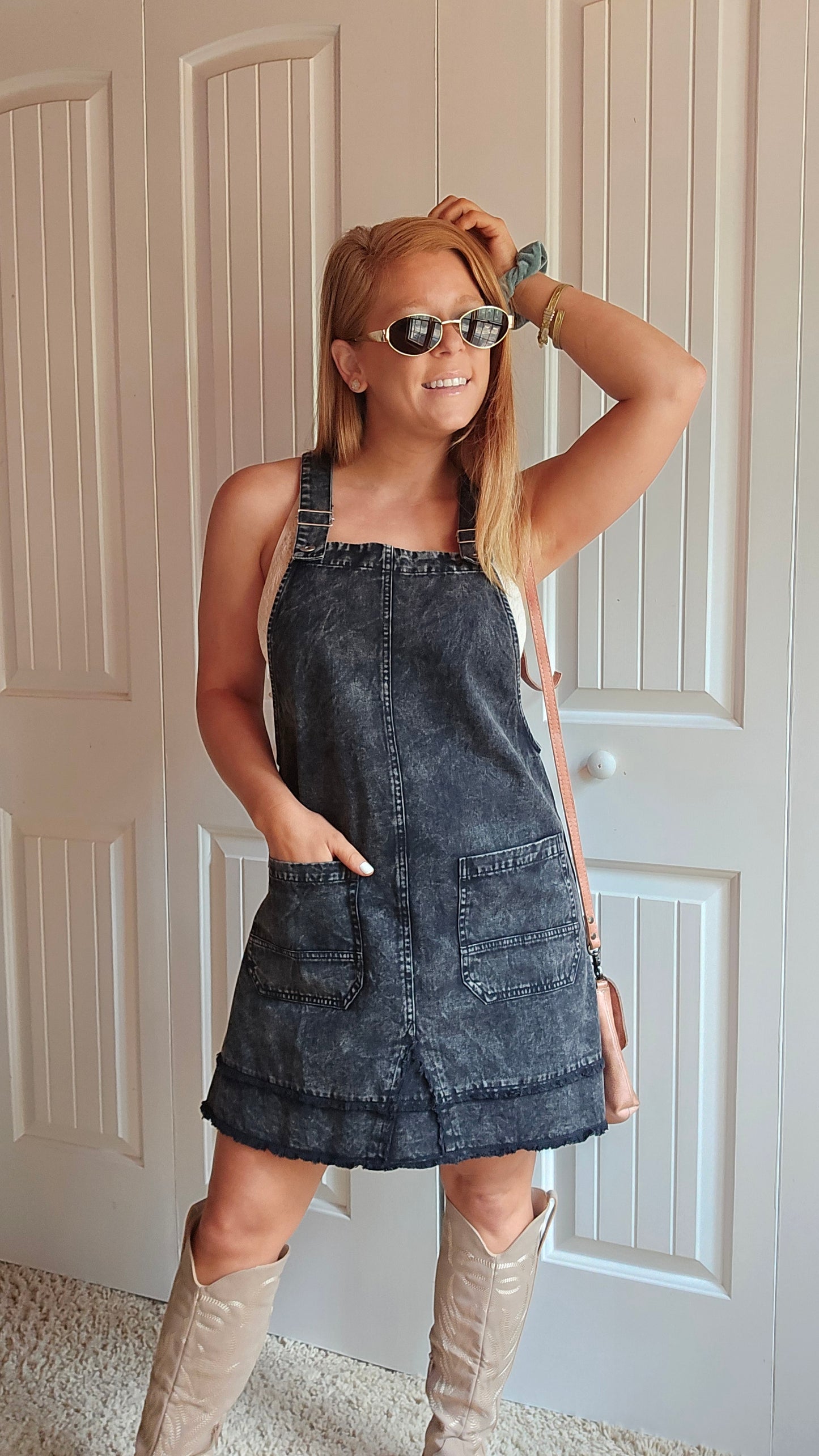 Blackberry Patch Overalls Mini Dress