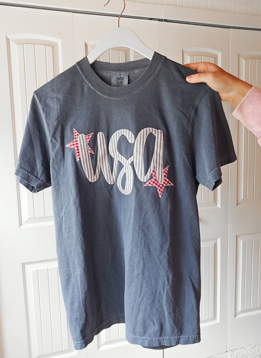 USA Striped Star Patch Tee