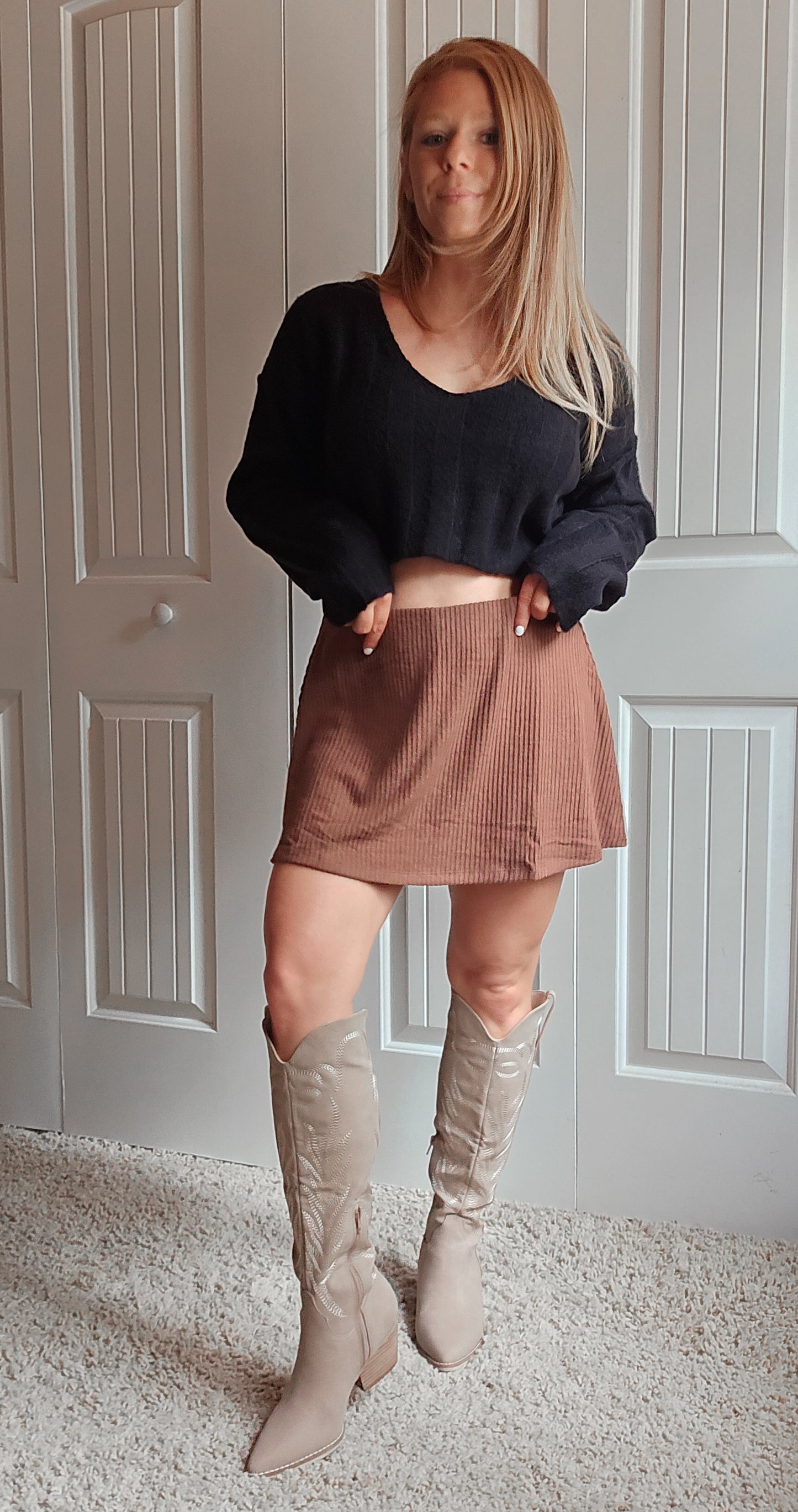 The Samara Cedar Wood | Embroidered Western Tall Boot
