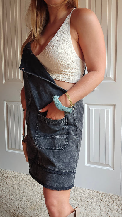 Blackberry Patch Overalls Mini Dress