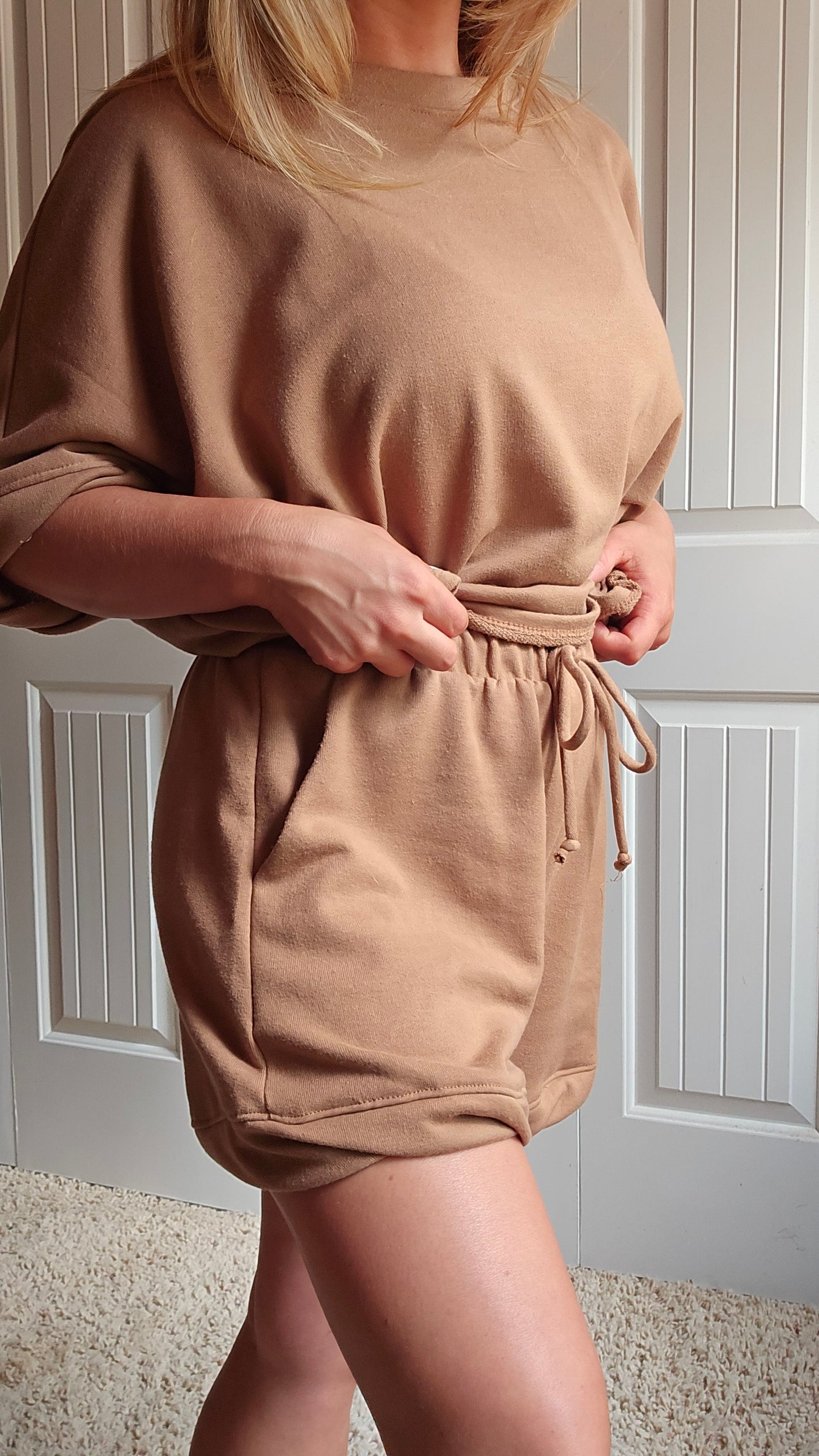 Mocha Bubble Top & Shorts SET