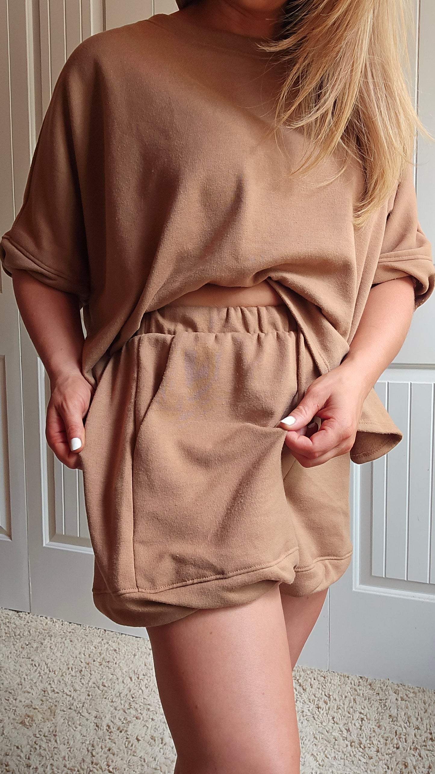 Mocha Bubble Top & Shorts SET