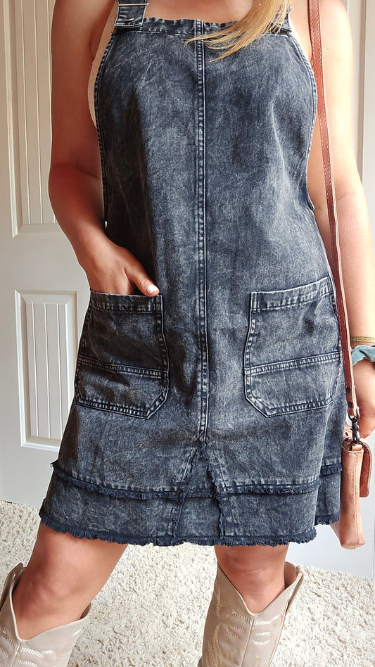 Blackberry Patch Overalls Mini Dress