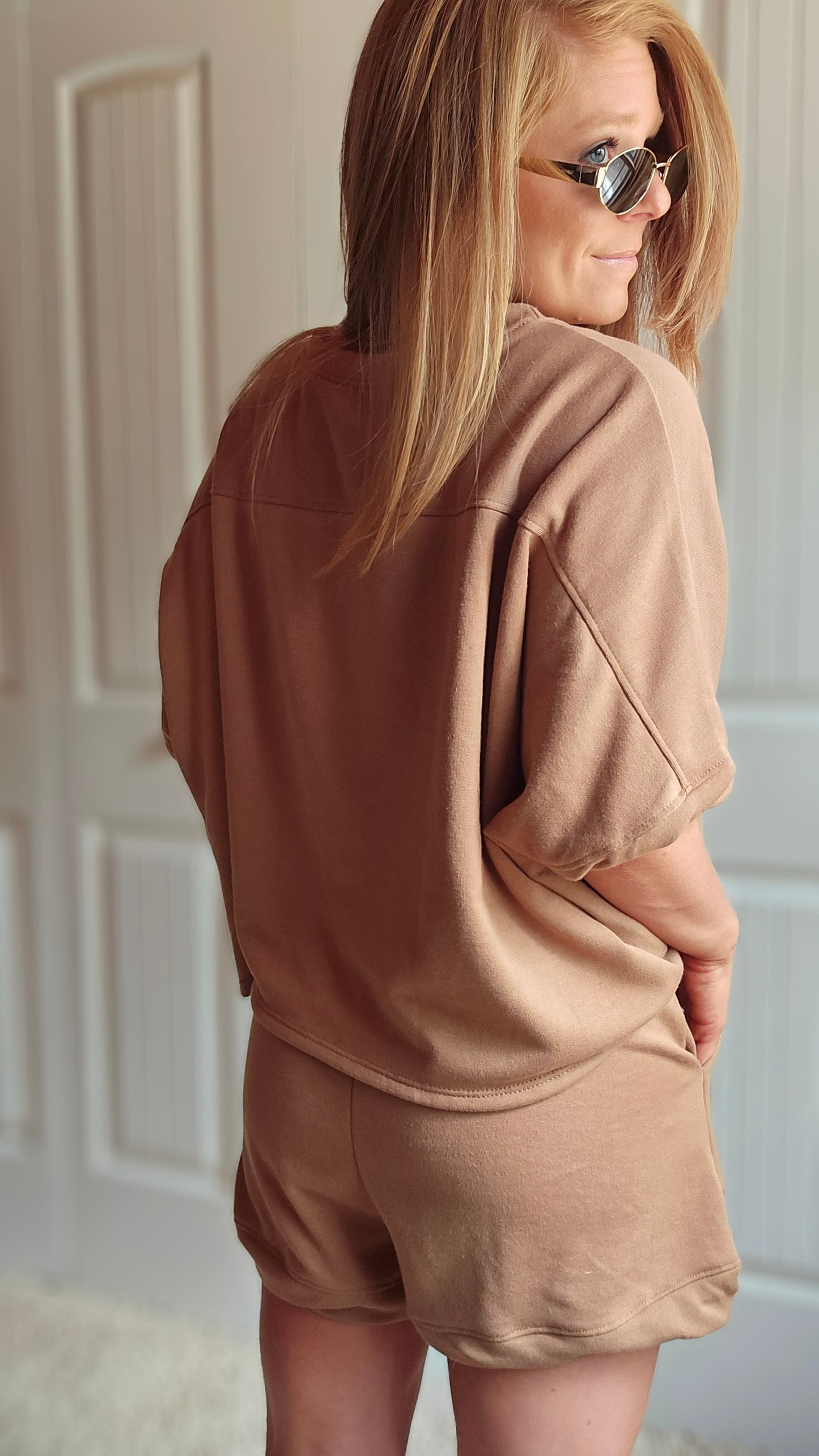 Mocha Bubble Top & Shorts SET